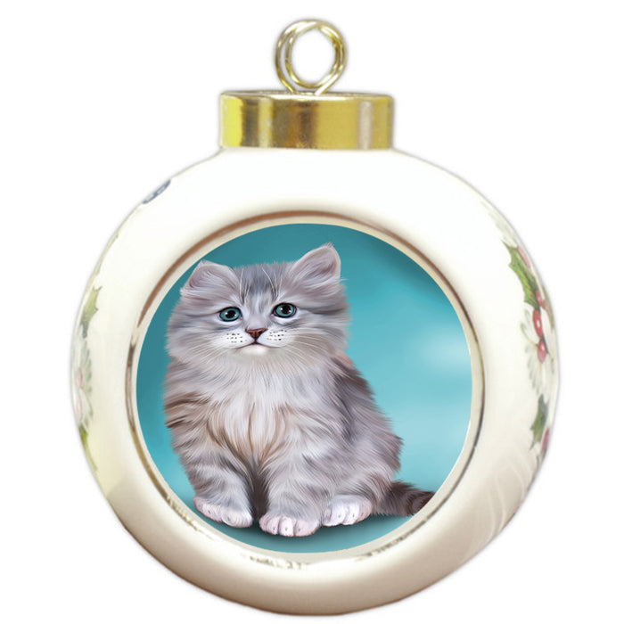 Siberian Cat Round Ball Christmas Ornament RBPOR54763