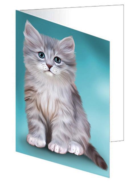 Siberian Cat Handmade Artwork Assorted Pets Greeting Cards and Note Cards with Envelopes for All Occasions and Holiday Seasons GCD68318
