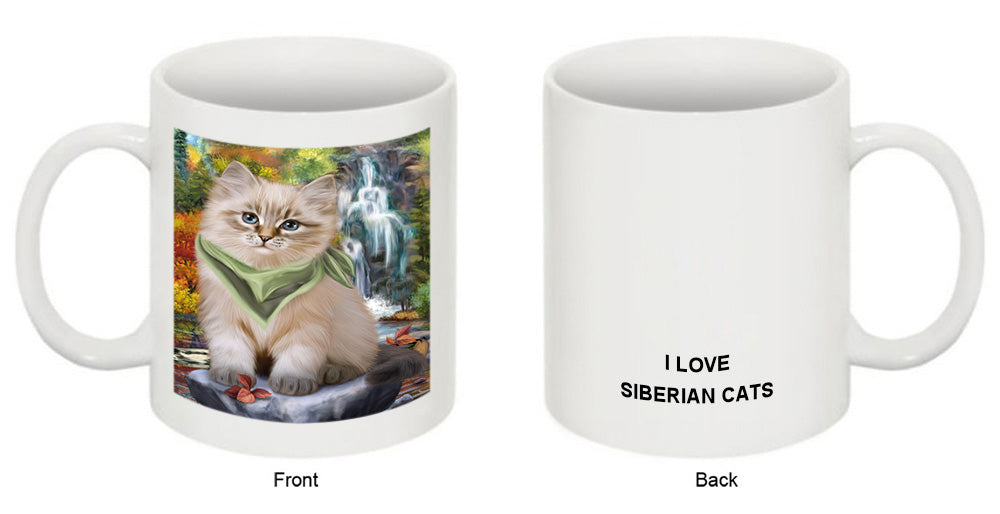 Scenic Waterfall Siberian Cat Coffee Mug MUG50085