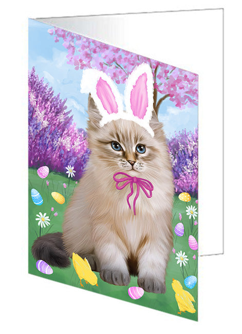 Easter Holiday Siberian Cat Handmade Artwork Assorted Pets Greeting Cards and Note Cards with Envelopes for All Occasions and Holiday Seasons GCD76337