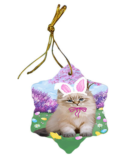 Easter Holiday Siberian Cat Star Porcelain Ornament SPOR57342