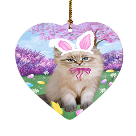 Easter Holiday Siberian Cat Heart Christmas Ornament HPOR57342