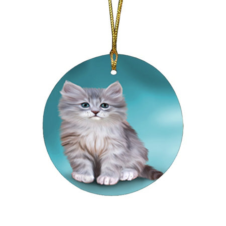 Siberian Cat Round Flat Christmas Ornament RFPOR54754