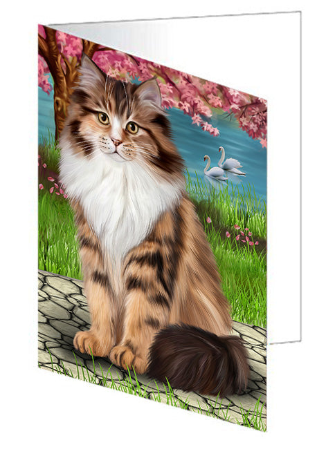 Siberian Cat Handmade Artwork Assorted Pets Greeting Cards and Note Cards with Envelopes for All Occasions and Holiday Seasons GCD68321