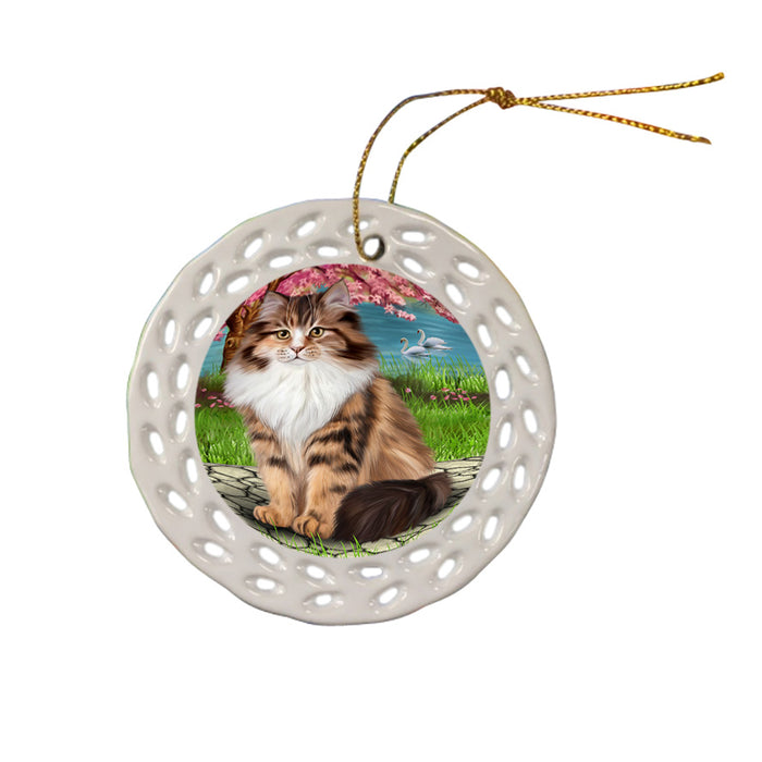 Siberian Cat Ceramic Doily Ornament DPOR54764