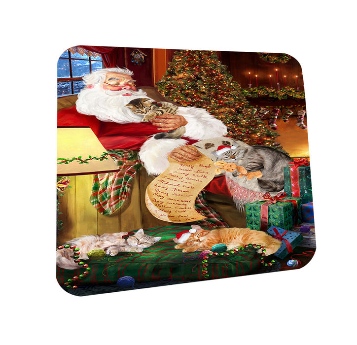 Santa Sleeping with Siberian Cats Christmas Coasters Set of 4 CST52782