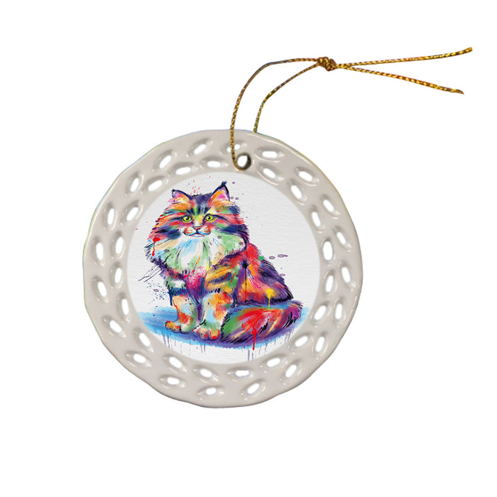 Watercolor Siberian Cat Ceramic Doily Ornament DPOR57401