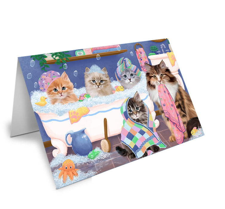 Rub A Dub Dogs In A Tub Siberian Cats Handmade Artwork Assorted Pets Greeting Cards and Note Cards with Envelopes for All Occasions and Holiday Seasons GCD74993