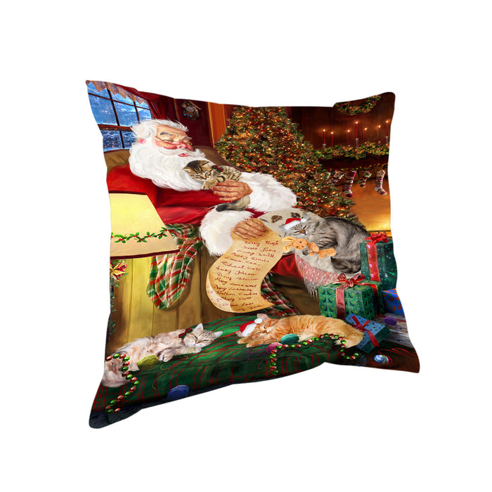 Santa Sleeping with Siberian Cats Christmas Pillow PIL67916