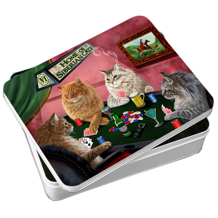 Home of Siberian 4 Cats Playing Poker Photo Storage Tin PITN54292