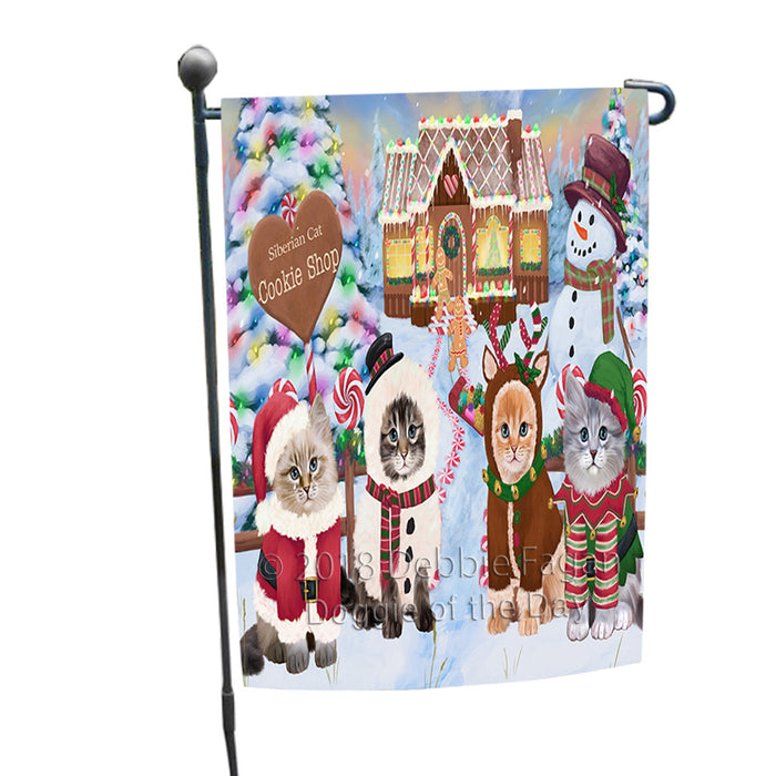 Holiday Gingerbread Cookie Shop Siberian Cats Garden Flag GFLG57251