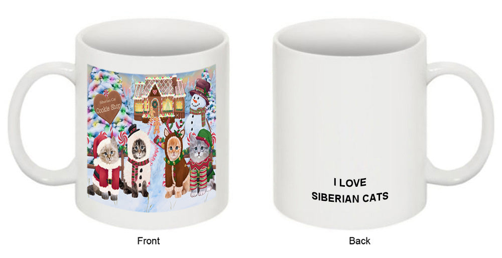 Holiday Gingerbread Cookie Shop Siberian Cats Coffee Mug MUG52021