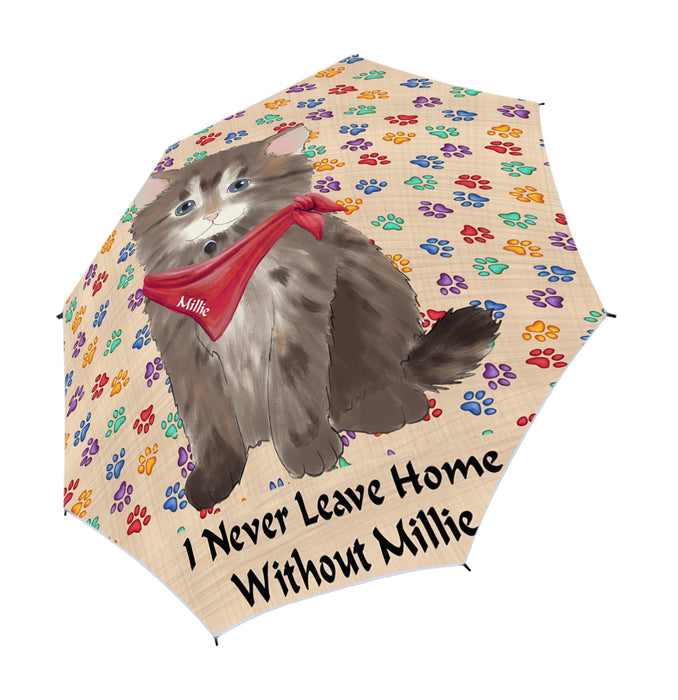 Custom Pet Name Personalized I never Leave Home Siberian Cat Semi-Automatic Foldable Umbrella