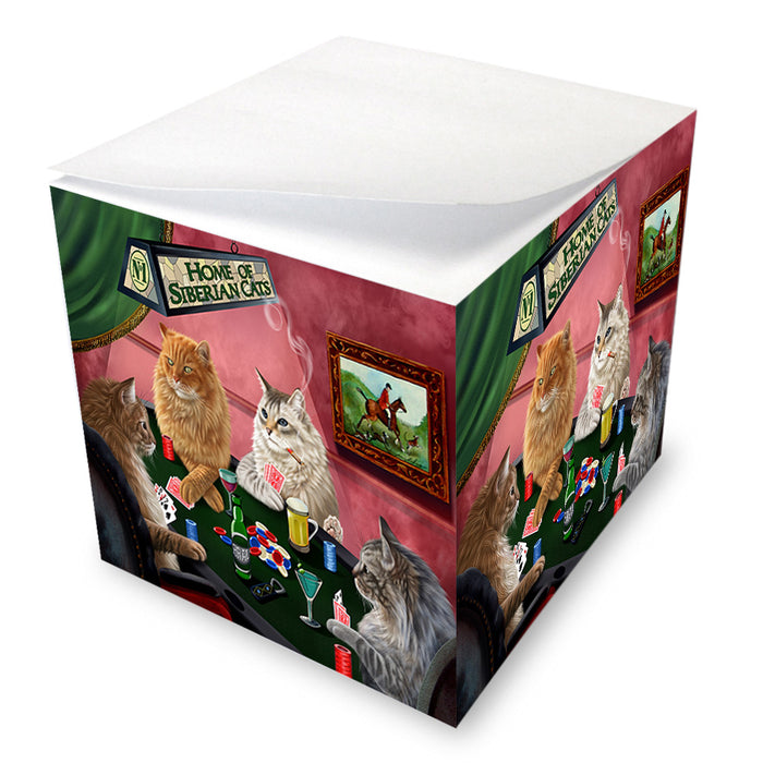 Home of Siberian 4 Cats Playing Poker Note Cube NOC55995