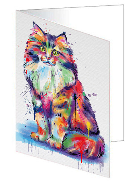 Watercolor Siberian Cat Handmade Artwork Assorted Pets Greeting Cards and Note Cards with Envelopes for All Occasions and Holiday Seasons GCD76832