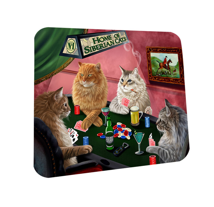 Home of Siberian 4 Cats Playing Poker Coasters Set of 4 CST54307