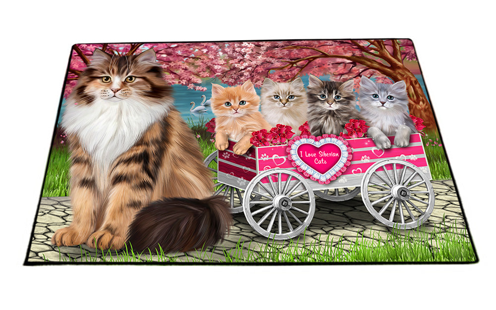 I Love Siberian Cats in a Cart Floormat FLMS54508