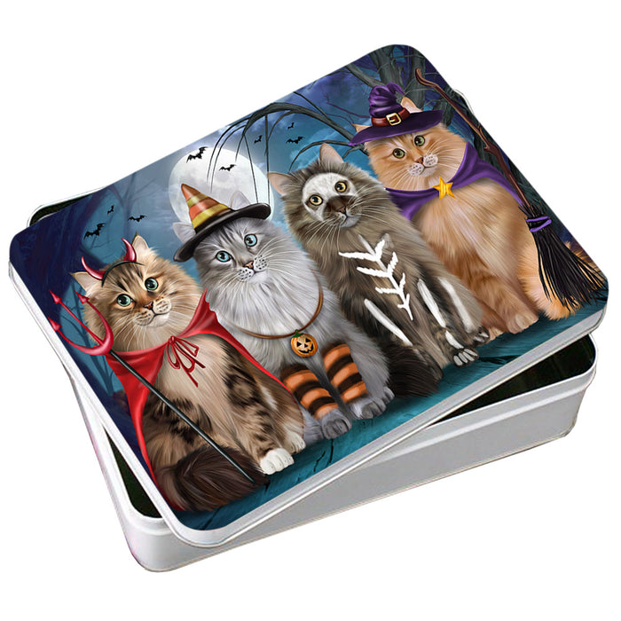 Happy Halloween Trick or Treat Siberian Cats Photo Storage Tin PITN54429