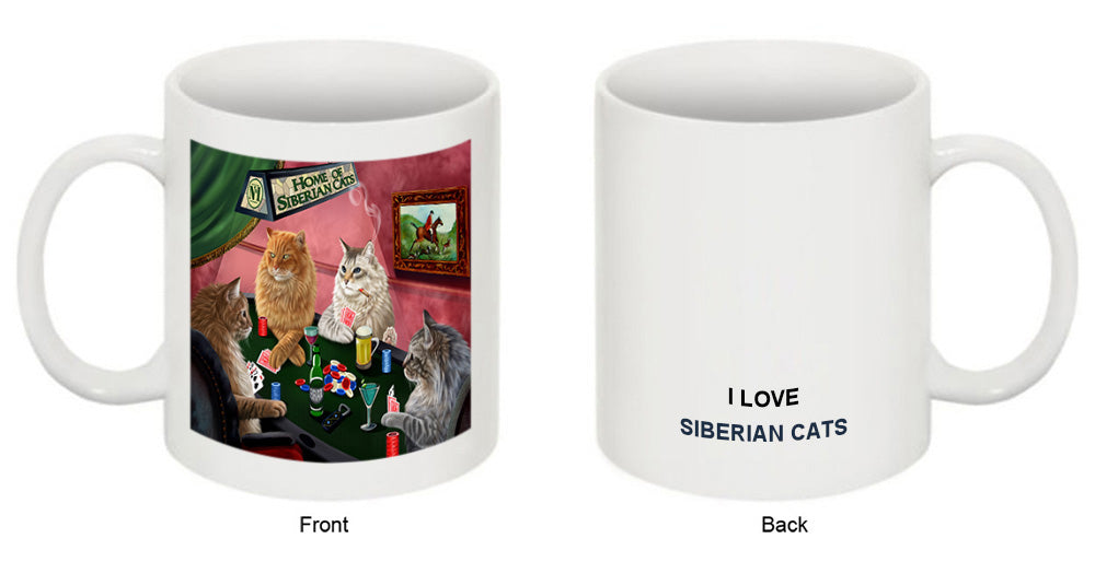 Home of Siberian 4 Cats Playing Poker Coffee Mug MUG49747