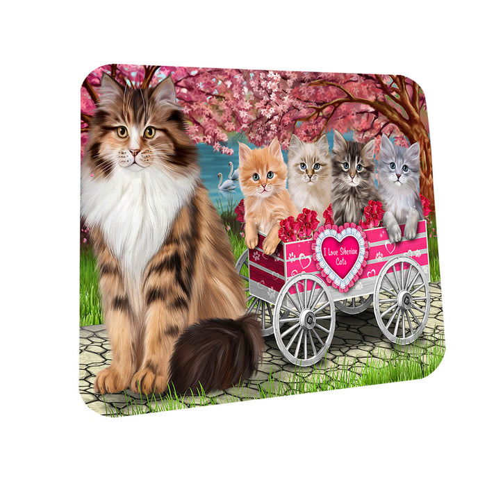 I Love Siberian Cats in a Cart Coasters Set of 4 CST54170