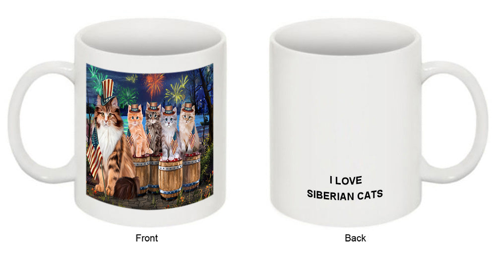 4th of July Independence Day Firework Siberian Cats Coffee Mug MUG49514