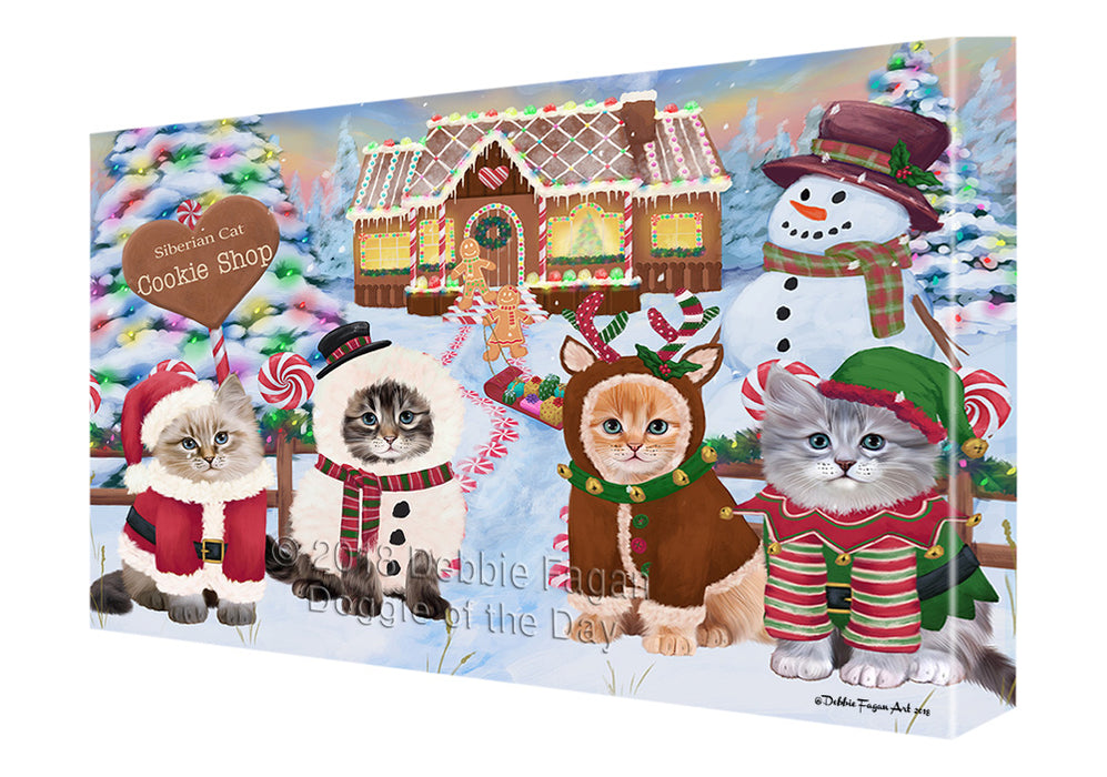 Holiday Gingerbread Cookie Shop Siberian Cats Canvas Print Wall Art Décor CVS131831