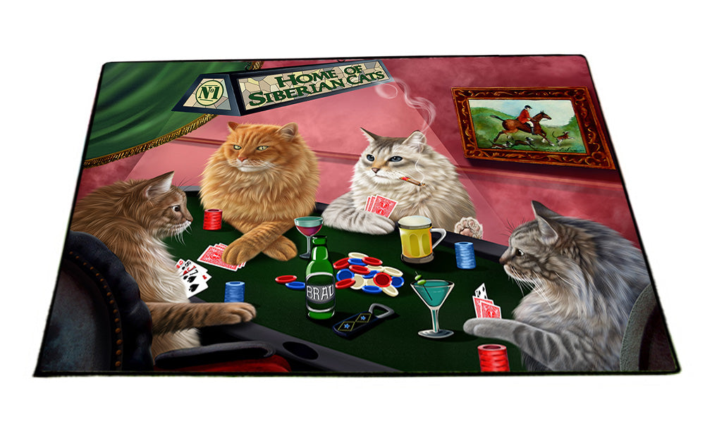 Home of Siberian 4 Cats Playing Poker Floormat FLMS54580