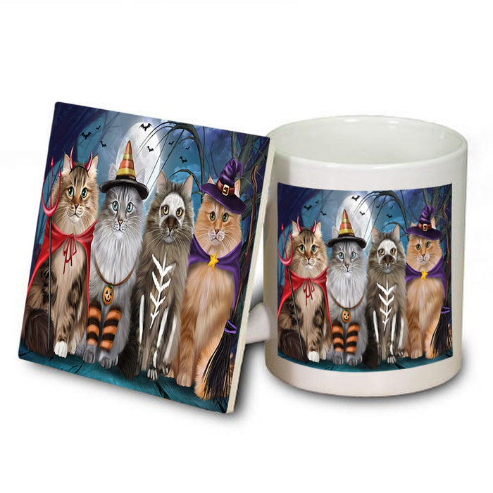 Happy Halloween Trick or Treat Siberian Cats Mug and Coaster Set MUC54478