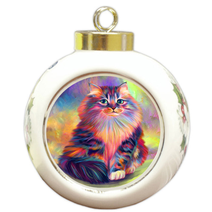 Paradise Wave Siberian Cat Round Ball Christmas Ornament RBPOR56437