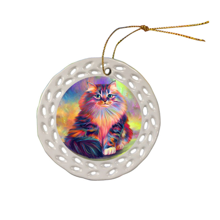 Paradise Wave Siberian Cat Ceramic Doily Ornament DPOR56437