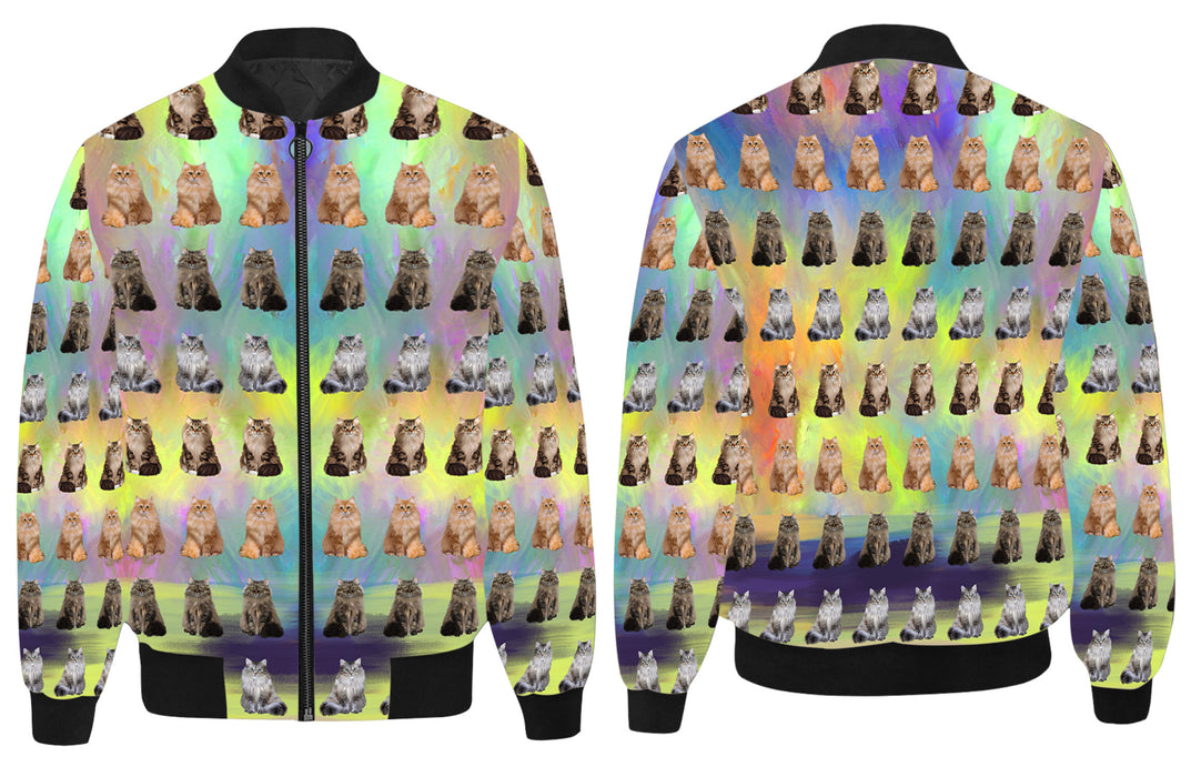 Paradise Wave Siberian Cats All Over Print Quilted Bomber Men's Jacket