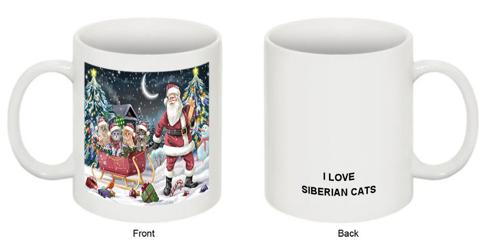 Santa Sled Christmas Happy Holidays Siberian Cats Coffee Mug MUG49778