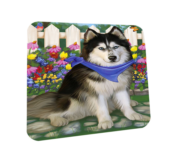 Spring Floral Siberian Huskie Dog Coasters Set of 4 CST52130