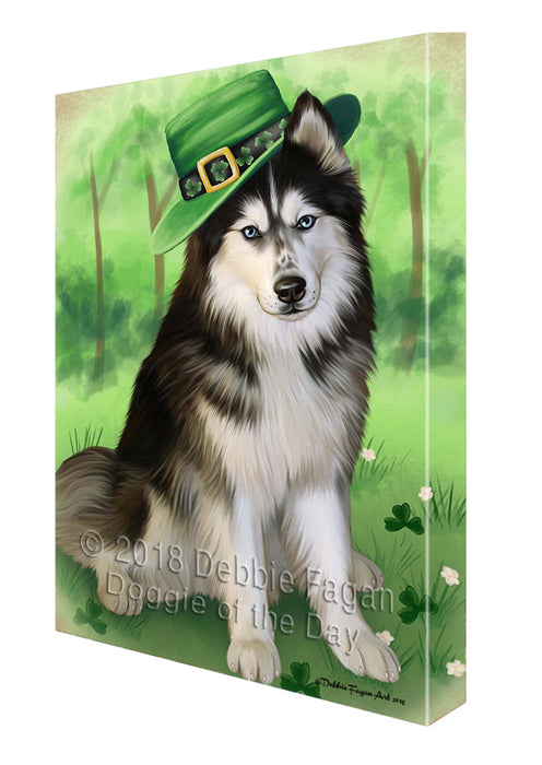 St. Patricks Day Irish Portrait Siberian Husky Dog Canvas Wall Art CVS59556