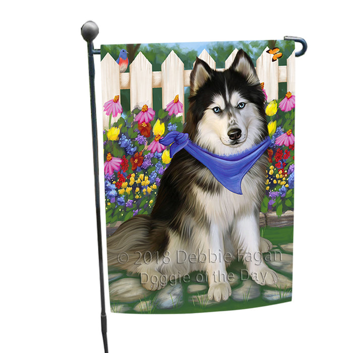 Spring Floral Siberian Huskie Dog Garden Flag GFLG49997
