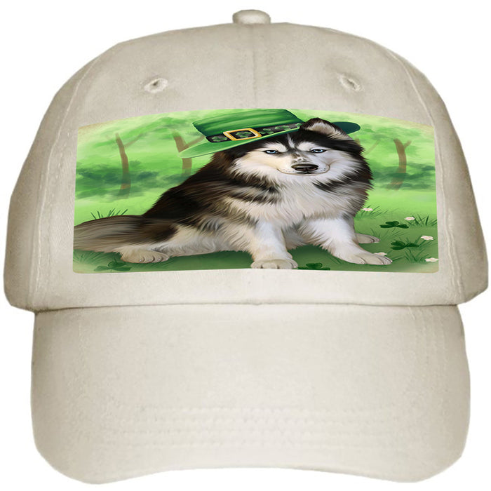 St. Patricks Day Irish Portrait Siberian Husky Dog Ball Hat Cap HAT51954