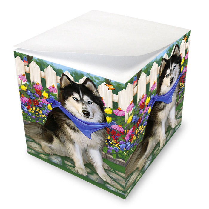 Spring Floral Siberian Huskie Dog Note Cube NOC52264