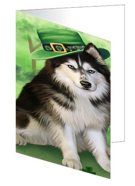 St. Patricks Day Irish Portrait Siberian Husky Dog Handmade Artwork Assorted Pets Greeting Cards and Note Cards with Envelopes for All Occasions and Holiday Seasons GCD52250