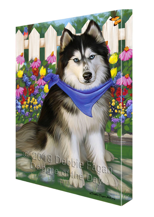 Spring Floral Siberian Huskie Dog Canvas Wall Art CVS67264