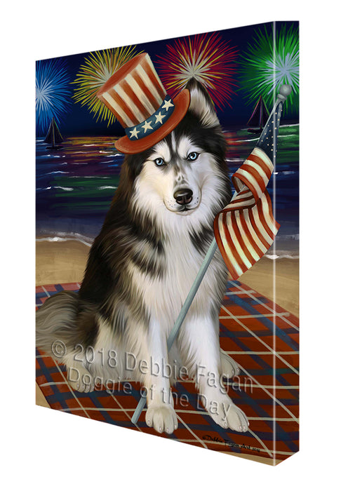 4th of July Independence Day Firework Siberian Husky Dog Canvas Wall Art CVS56775