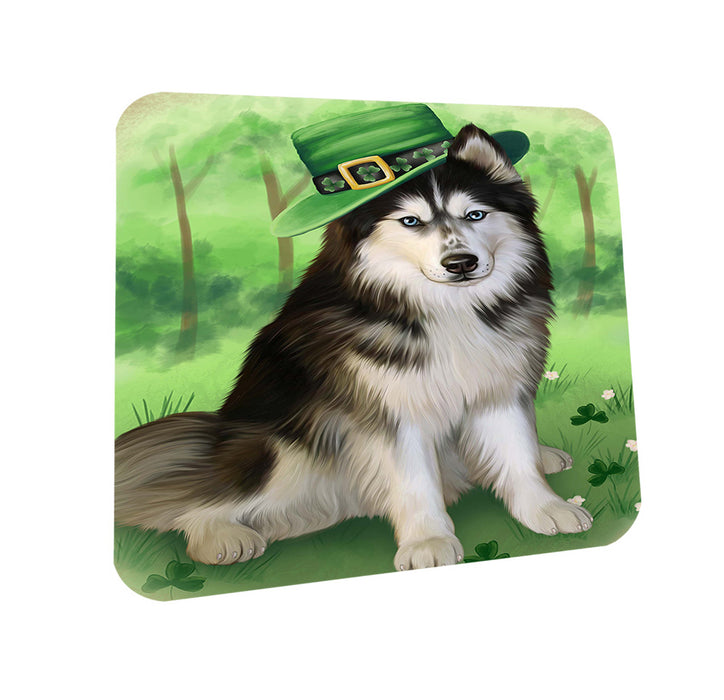 St. Patricks Day Irish Portrait Siberian Husky Dog Coasters Set of 4 CST49366