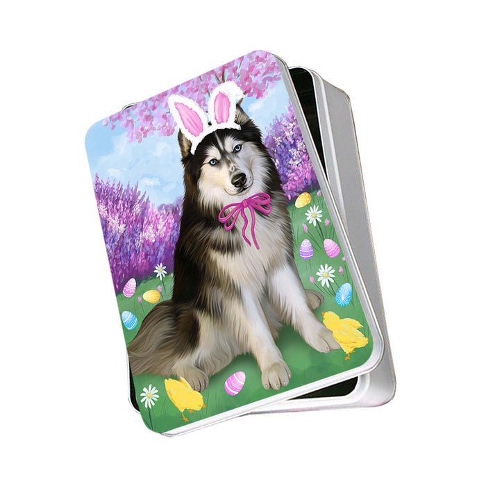 Siberian Husky Dog Easter Holiday Photo Storage Tin PITN49273