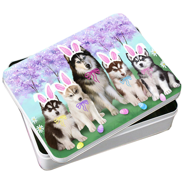 Siberian Huskies Dog Easter Holiday Photo Storage Tin PITN49274