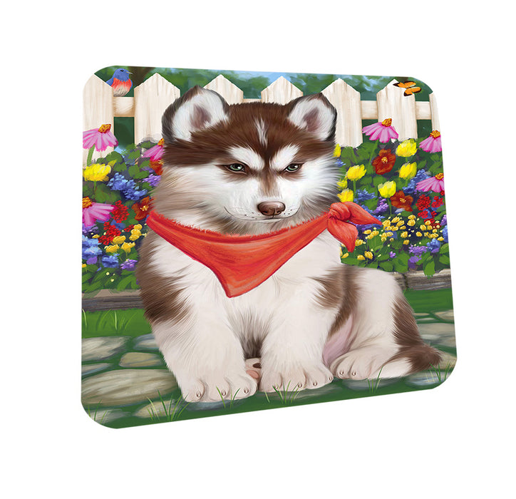Spring Floral Siberian Huskie Dog Coasters Set of 4 CST52131
