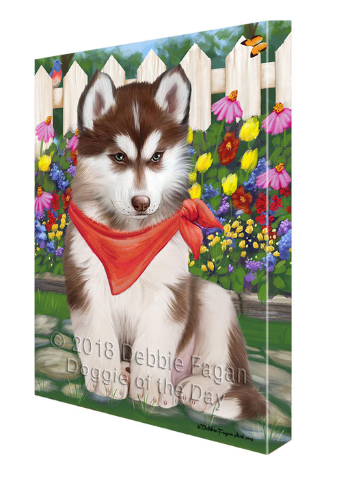 Spring Floral Siberian Huskie Dog Canvas Wall Art CVS67273