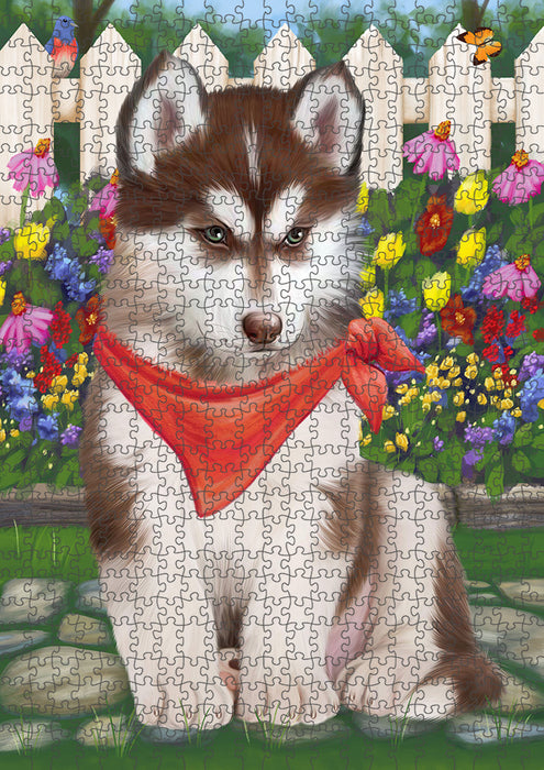 Spring Floral Siberian Huskie Dog Puzzle with Photo Tin PUZL54213