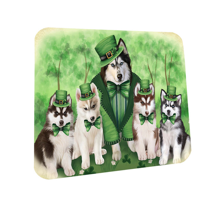 St. Patricks Day Irish Family Portrait Siberian Huskies Dog Coasters Set of 4 CST49367