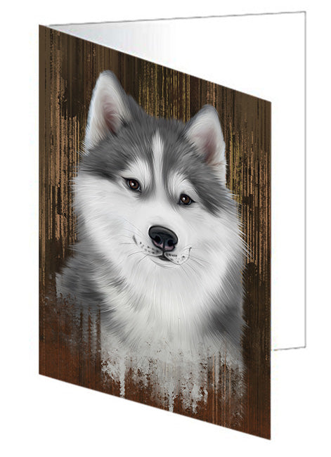 Rustic Siberian Husky Dog Handmade Artwork Assorted Pets Greeting Cards and Note Cards with Envelopes for All Occasions and Holiday Seasons GCD55835