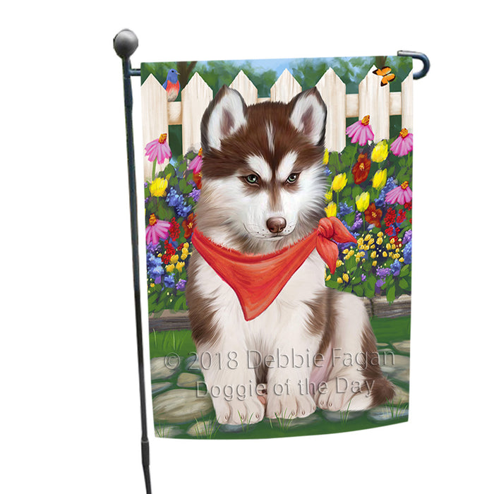 Spring Floral Siberian Huskie Dog Garden Flag GFLG49998