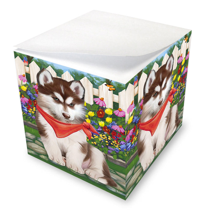 Spring Floral Siberian Huskie Dog Note Cube NOC52265